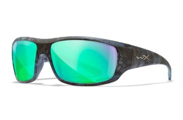 Image of Wiley X WX Omega Sunglasses, Kryptek Neptune Frame, Captivate Pol Green Mirror Lenses, ACOME13
