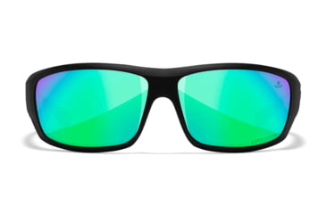 Image of Wiley X WX Omega Sunglasses, Matte Black Frame, Captivate Polarized Green Mirror Lens, ACOME22
