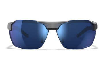 Image of Wiley X WX Prime Sunglasses, Gloss Crystal Grey Frame, Prime Captivate Pol Blue Mirror Lens, ACPRM09