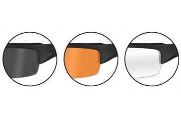 Image of Wiley X Valor Sunglasses - Smoke Gray, Clear, Lght Rust Lenses - Close-up CHVAL06