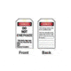 Brady Worldwide Tag 5.75X3 Do Not Enrgize PK25 50258