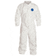DuPont Tyvek 400 Coverall, Collar, Stormflap, Elastic Wrists/Ankles/ Waist, Serged Seams, White, Medium, Case of 25, TY125SWHMD00