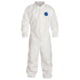 DuPont Tyvek 400 Coverall, Collar, Stormflap, Elastic Wrists/Ankles/ Waist, Serged Seams, White, Medium, Case of 25, TY125SWHMD00