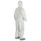 DuPont Tyvek 400 Coverall w/Respirator Fit Hood and Attached Skid-Resistant Boots, Elastic Wrists, Waist, White, M, Case of 25, TY122SWHMD00