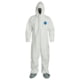 DuPont Tyvek 400 Coverall w/Respirator Fit Hood and Attached Skid-Resistant Boots, Elastic Wrists, Waist, White, M, Case of 25, TY122SWHMD00