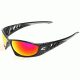 Baretti Safety Glasses - Black Frame, Aqua Precision Red Mirror Lens SBAP119