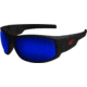 Edge Eyewear Caraz Torque - Matte Black Frame with Red E Logo / Polarized Aqua Precision Blue Mirror Lenses, One Size, THZAP238