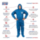 International Enviroguard ViroGuard 2404 Coverall w/Hood, Boot, Elastic Wrist and Back, Blue, Extra Large, Case 25, 2404-XL