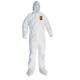 Kimberly Clark KleenGuard A30 Coveralls, Zipper Front w 1in Flap, Wrists, Ankles and Hood, White, 4XL, Case of 21, 46117-75