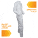 Kimberly Clark KleenGuard A30 Coveralls, Zipper Front w 1in Flap, Wrists and Ankles, White, Medium, Case of 25, 46102-85