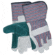 MCR Safety Long Gauntlet Split Leather Double Palm Work Gloves, B Grade Shoulder Leather, 4.5in Rubberized Safety Cuff, Gray and Green, Large, 1312