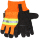 MCR Safety Luminator Leather Drivers Insulated Work Gloves, Premium Grain Pigskin Leather Palm and Hi-Vis Back, Thermosock Lined and Wing Thumb, Black, Large, 34411L