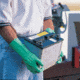 MCR Safety Nitri-Chem Flock Lined Nitrile Gloves, Industrial Grade, 13in Length, 18 mil Thickness, Green, Small, 5337S