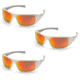 Pyramex Goliath Safety Glasses,White Frame, Sky Red Mirror Lens, Pack of 3