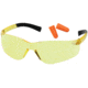 Pyramex Ztek Safety Glasses And DP1000 Ear Plug Combo Amber Lens Amber Frame Ten Pack