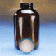 Qorpak Wide-Mouth Bottles, Amber Glass, V I, with Caps, Qorpak 2P02QPVV With Pulp/Vinyl-Lined Black Phenolic Caps