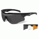 Wiley X Rogue Sunglasses,Matte Black Frame,Smoke Grey,Clear,Light Rust Lenses 2802
