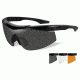 Wiley X Talon Sunglasses-Matte Black Frame-Smoke Grey-Clear-Light Rust Lenses CHTLN2