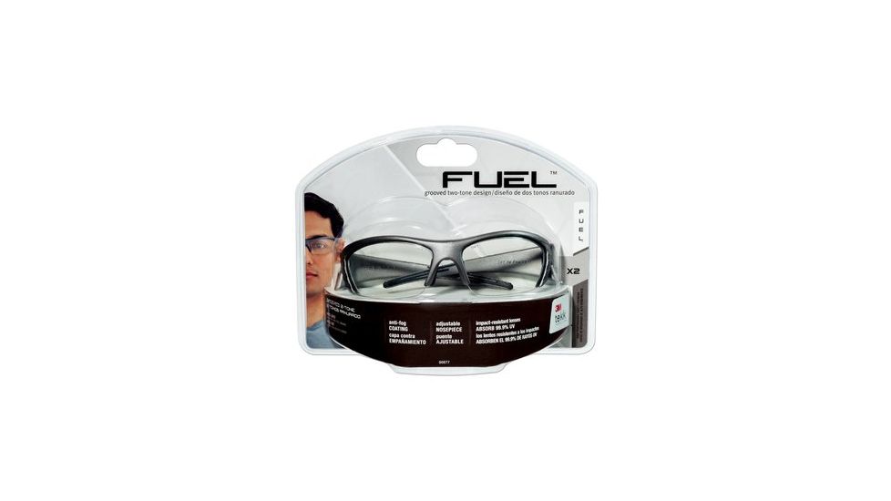 3M Fuel X2 High Safety Eyewear,Gun Metal Gray Frame,Clear Lens 90877-80025