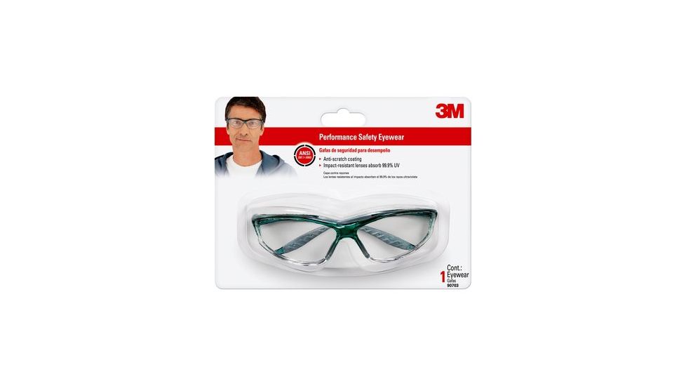 3M Protection Sports Safety Eyewear 90703-80025T, Green Frm, Clear Lens 90703-80025T