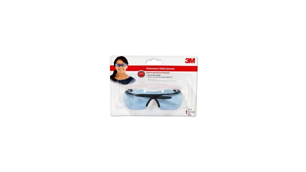3M Sports-Inspired Safety Eyewear,Semi-Rimless Design,Metallic Frame,Light Blue Lenses 90965-WV6