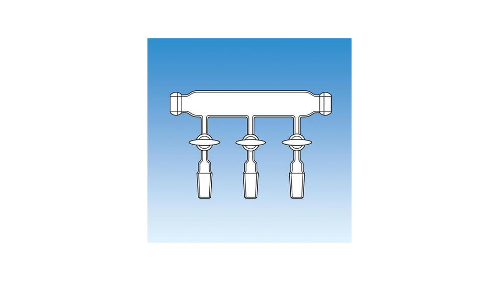 Ace Glass Laboratory Glassware and Equipment Manifold 310MM 14/20 3 Port 8743-04