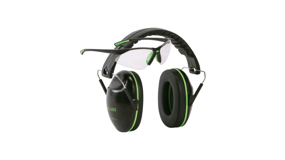 Allen Gamma Junior Hearing Protection Shooting Muff and Safety Glasses Combo, Black/Neon Green, 2325