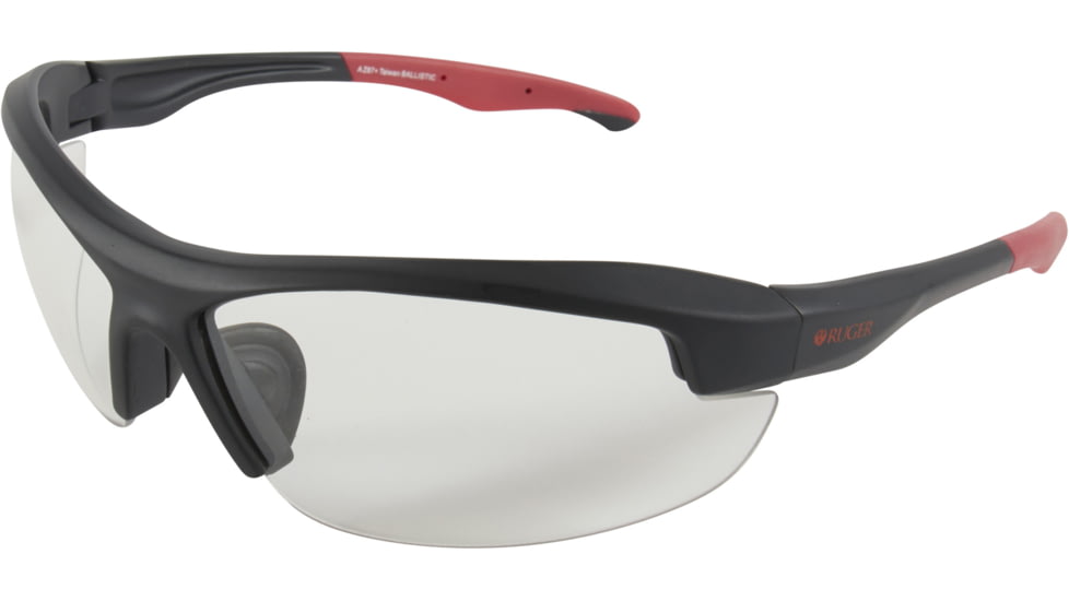 Allen Ruger Core Ballistic Shooting Glasses, Black/Red Frame/Clear Lens, 27872