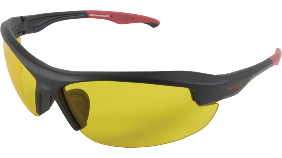 Allen Ruger Core Ballistic Shooting Glasses, Black/Red Frame/Yellow Lens, 27873