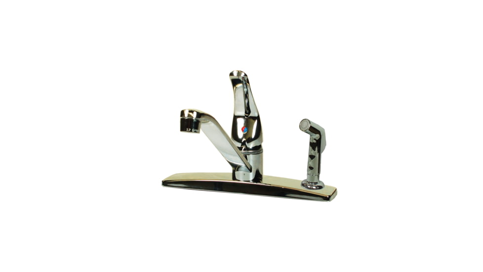 American Brass RV Faucet With D Spout Single Lever Handle And On Deck Sprayer 8 3 Hole Chrome, SL801F-3