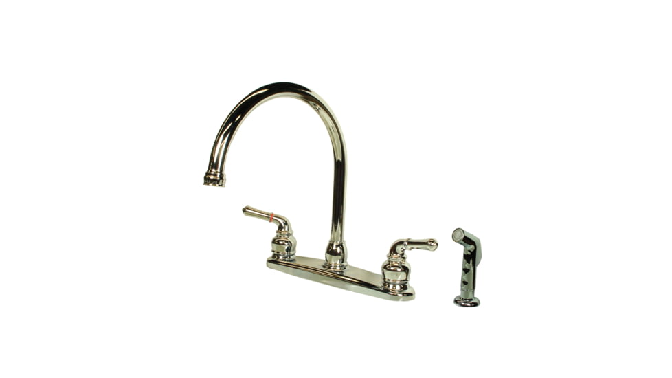 American Brass RV Kitchen Faucet With Gooseneck Spout Teapot Handles And Sprayer 8 Chrome, CH801GS