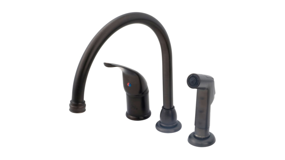 American Brass RV Kitchen Faucet With Single Lever Handle And Sprayer 8 Oil Rub Bronze, SL801GSORB