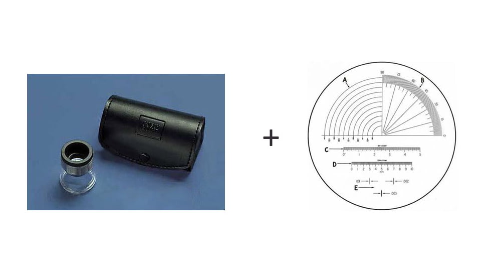 Bausch &amp; Lomb Hastings Triplet Measuring 10x Magnifier Loupe w/ Bausch &amp; Lomb General Purpose Scale