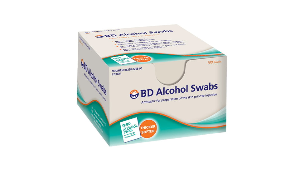 BD Swabs Reg Alchol BOX100 CS1200 326895