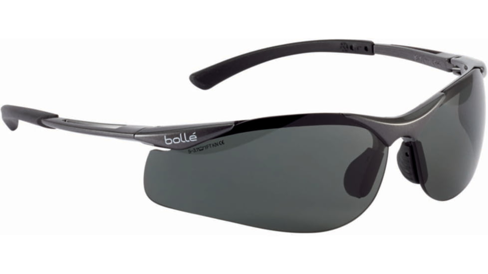 Bolle Contour Nylon Rubber Safety Glasses, Dark Gunmetal Frame, Smoke Lens, 40048