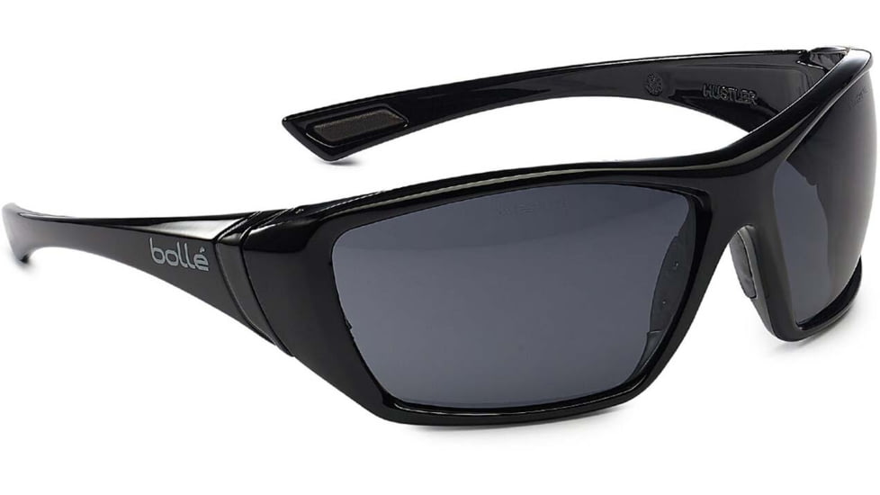Bolle Hustler Safety Glasses, Black Frame, Smoke Lens, 40149, EDEMO1