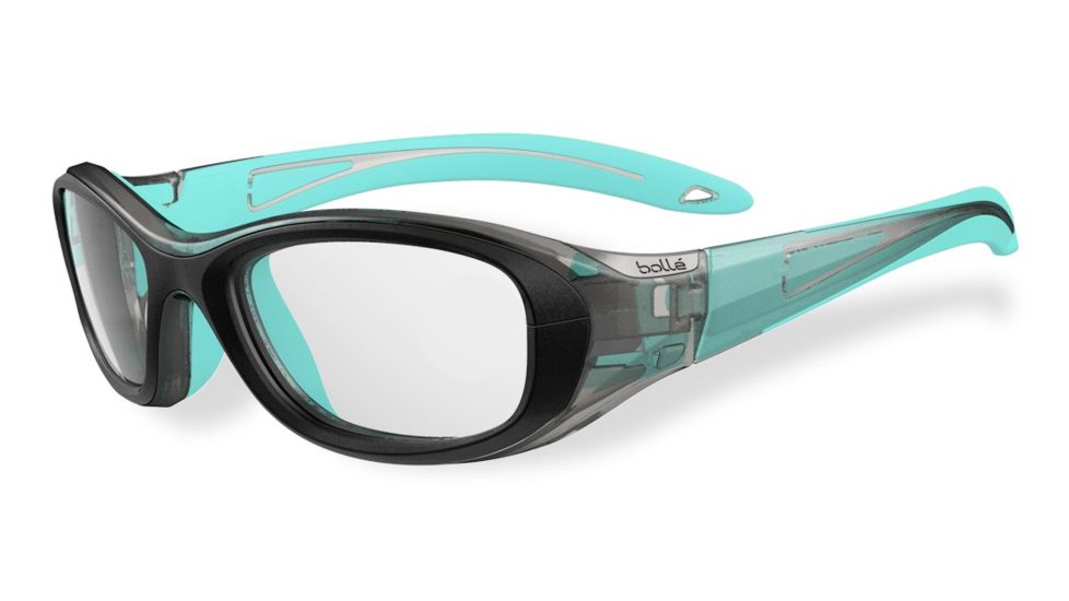 Bolle Coverage Sport Protective Single Vision Prescription Safety Glasses,Oval,Black and Blue Lagoon Frame 11885SV