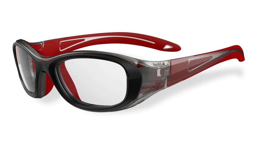 Bolle Kids Coverage Sport Protective Eyewear - Black and Red Frame,Clear Anti Fog/Scratch Lens 11883