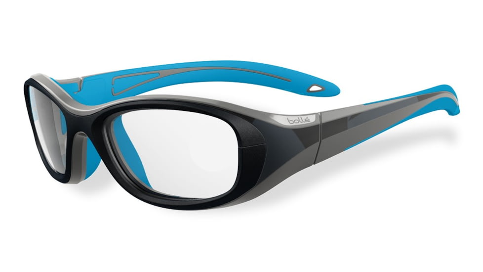 Bolle Kids Crunch Sport Protective Eyewear - Grey and Blue Frame,Clear Anti Fog/Scratch Lens 12002