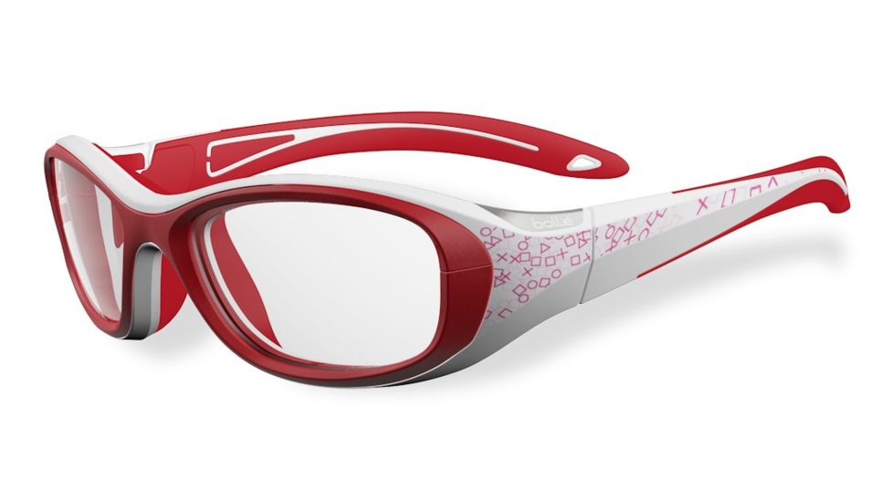 Bolle Crunch Sport Protective Single Vision Prescription Safety Glasses,Rectangular,White and Pink Frame 12003SV