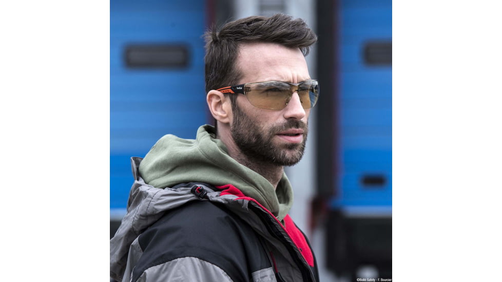 Bolle Ness+ Safety Glasses, Black Orange Frame, Copper Lens, NESSPCSP