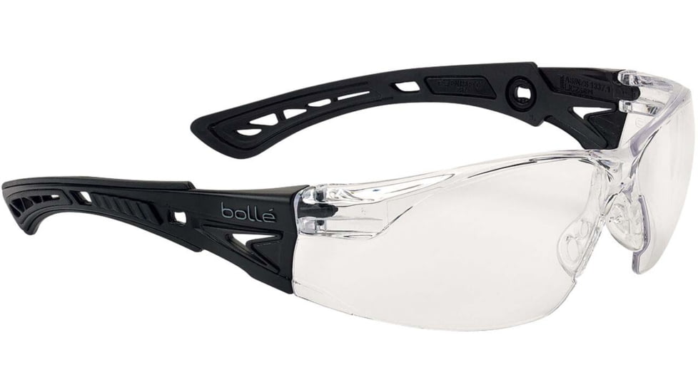 Bolle Rush+ Small Safety Glasses, Matte Black Frame, Clear BSSI Lens, PSSRUSP0652B