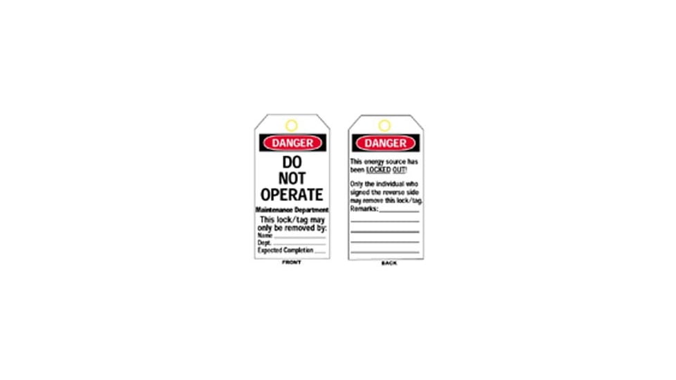 Brady Worldwide Do Not Oper L/O Tag Hdty Poly 65521