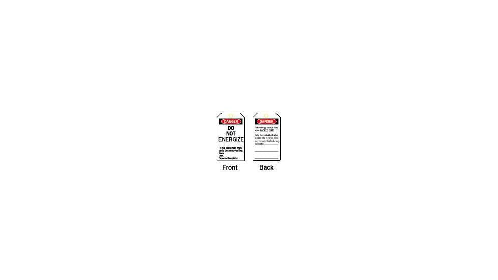 Brady Worldwide Tag 5.75X3 Do Not Enrgize PK25 50258