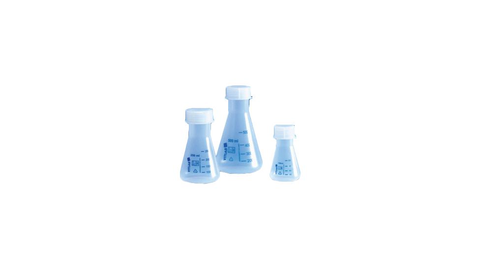BrandTech Erlenmeyer Flasks with Screw Caps, BrandTech V667941 Polypropylene Flasks