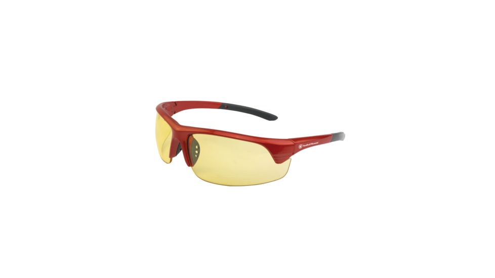 Caldwell S&amp;W Corporal Half Frame Shooting Glasses, Red Frame, Amber Lens, 110163