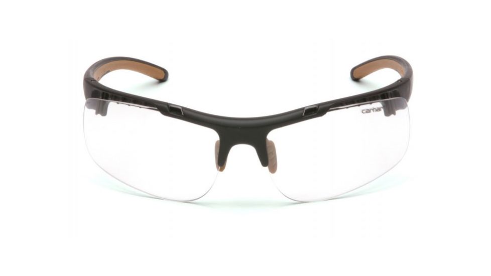 Carhartt Rockwood Safety Glasses w/Clear Anti-Fog Lens, Black/Tan, CHB710DT