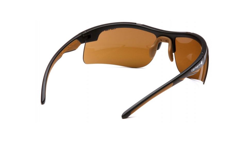 Carhartt Rockwood Safety Glasses w/Sandstone Bronze Anti-Fog Lens ,polybag, Black/Tan, CHB718DT