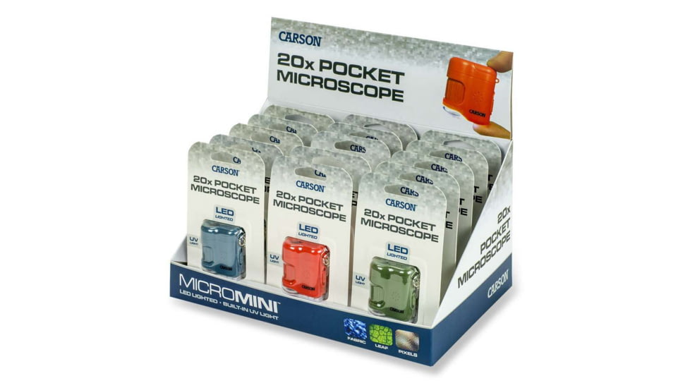Carson 20x MicroMini Microscope Display, 2 LED, Assorted, MM-280OBG