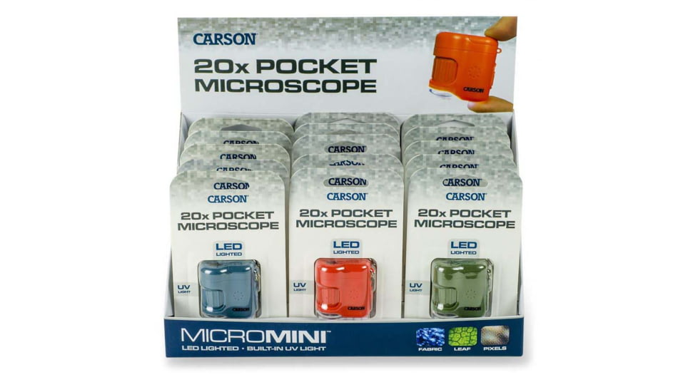 Carson 20x MicroMini Microscope Display, 2 LED, Assorted, MM-280OBG
